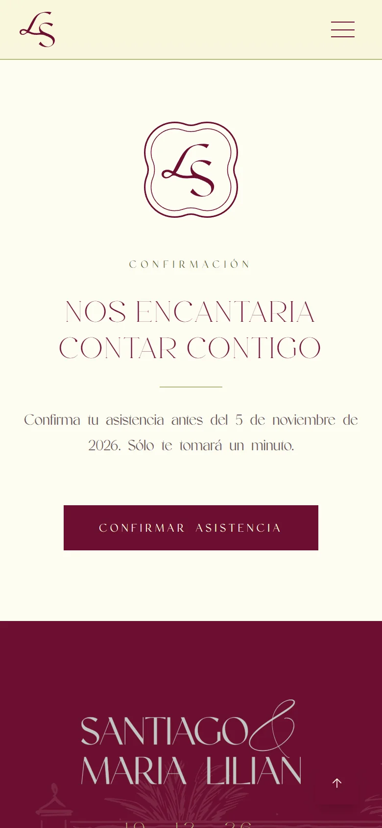 Confirmación — boda de Santiago & María Lilian
