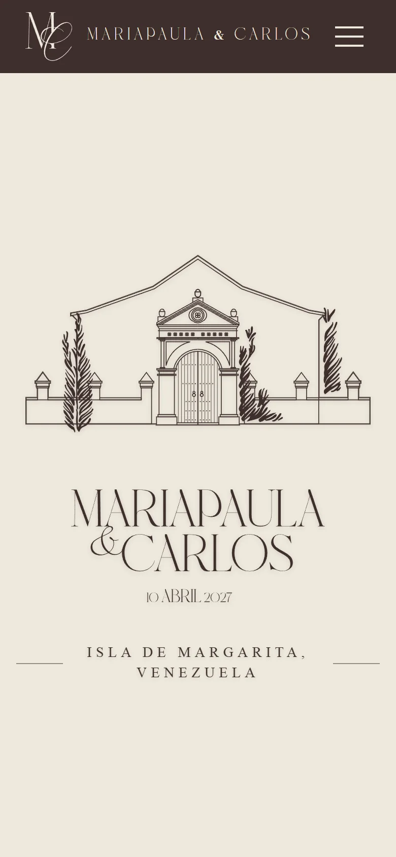 Portada del sitio web de boda de Mariapaula & Carlos