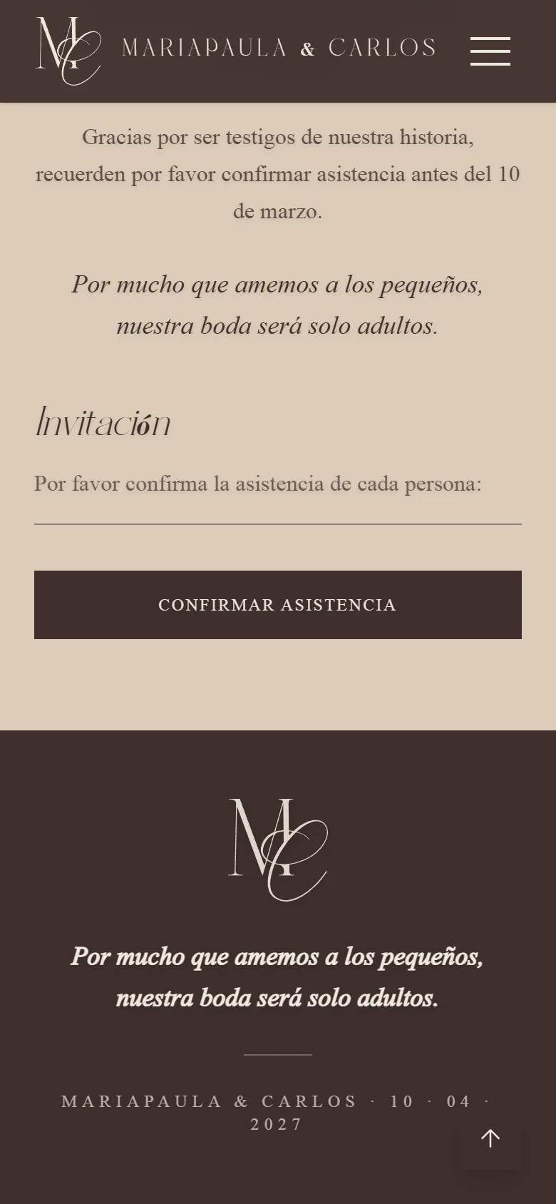 Confirmación — boda de Mariapaula & Carlos