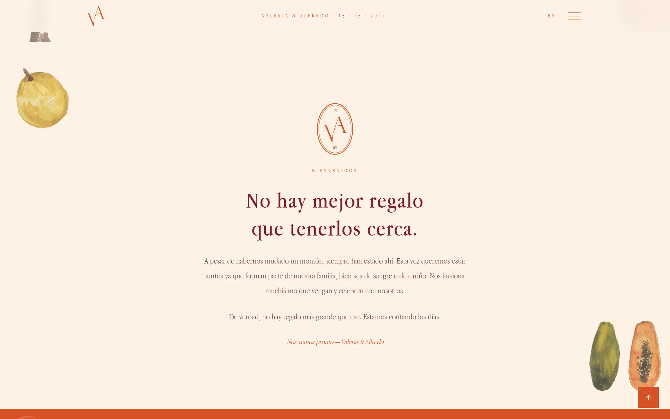 Bienvenida — boda de Valeria & Alfredo