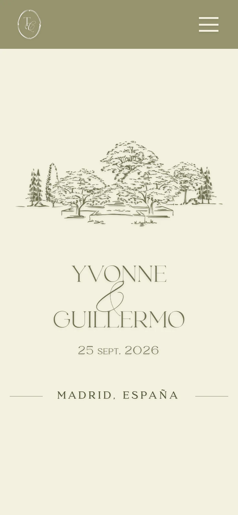 Portada del sitio web de boda de Yvonne & Guillermo